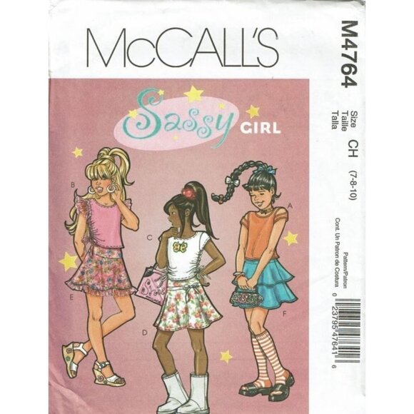 McCall's Other - McCalls Sewing Pattern 4764 Top Skirt Girls Size 7-10